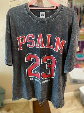 "Psalm 23" Graphic Tee - Black with Red Print